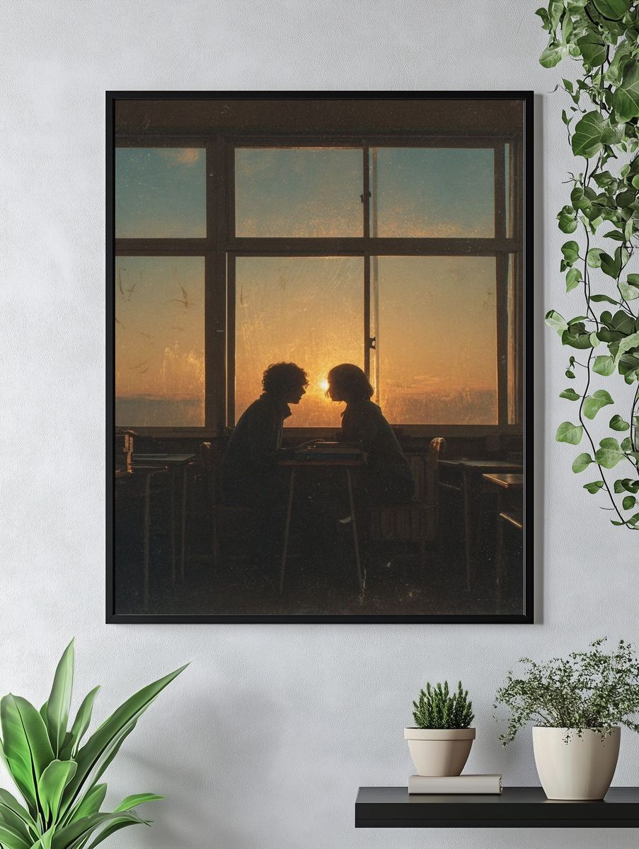 Sunset Silhouette Café Poster. — room view 4