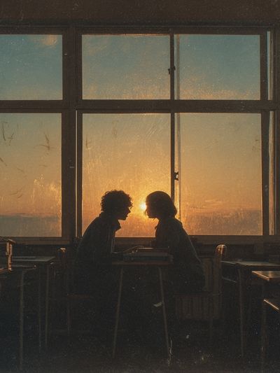Sunset Silhouette Café Poster.