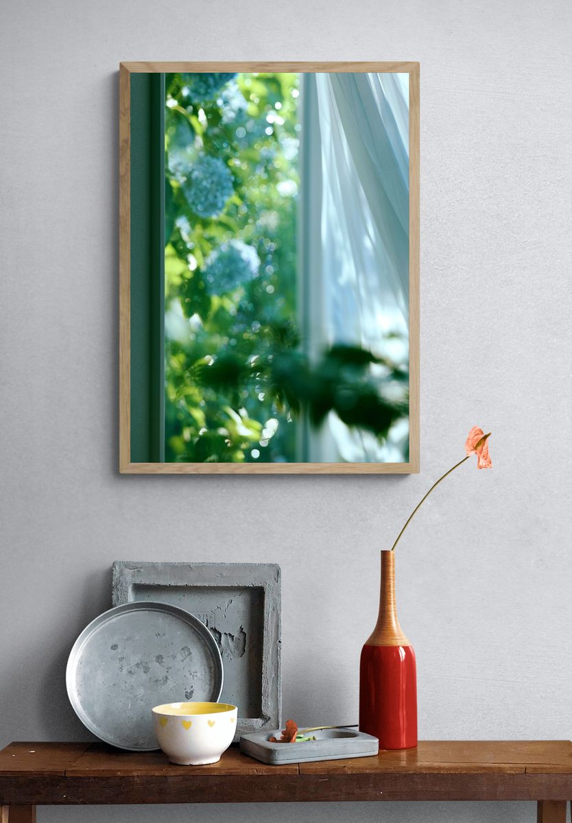 Sunlit Garden Window Photography Poster. — room view 3