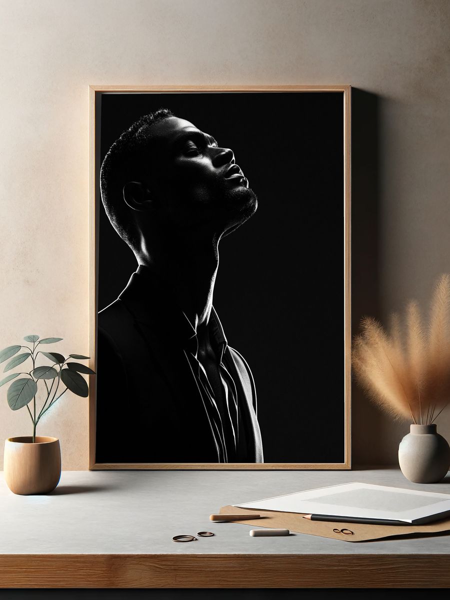 Monochrome Portrait Photography Poster. — room view 2