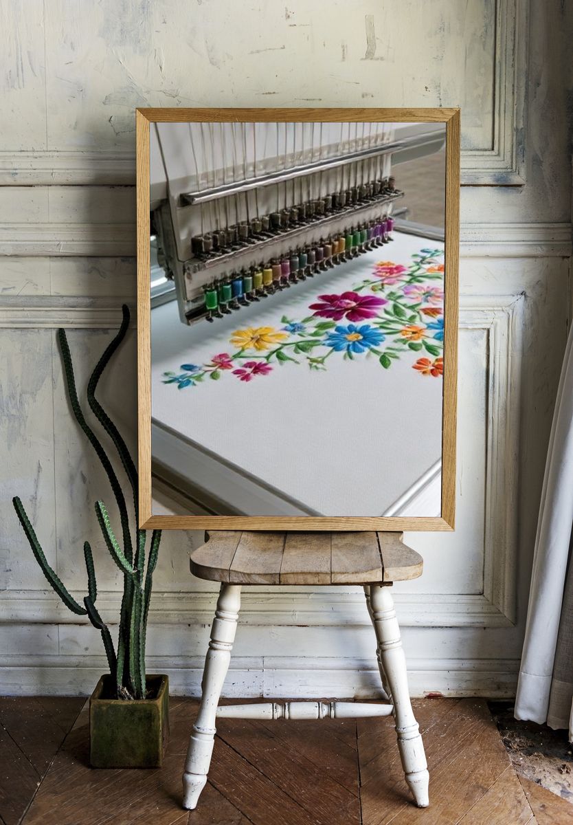 Embroidery Machine Floral Print. — room view 1