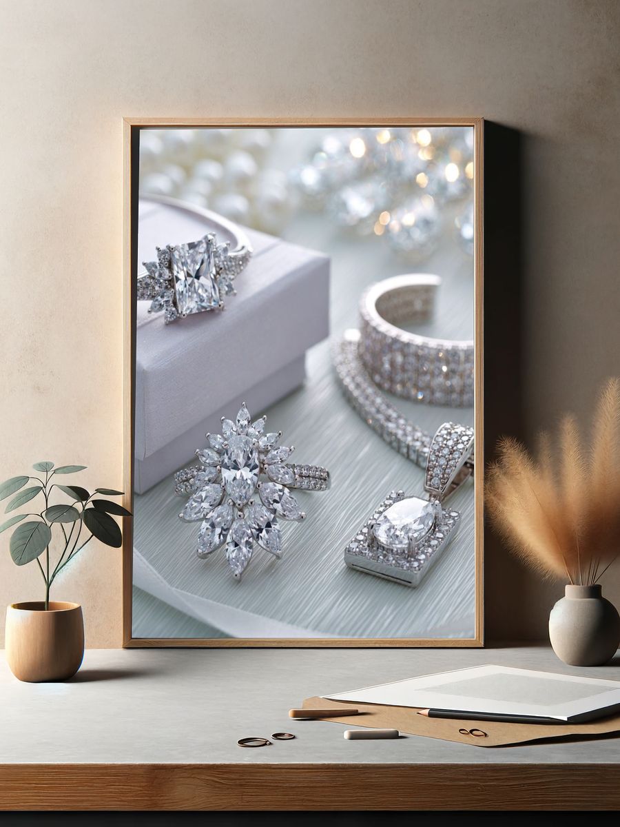 Diamond Jewelry Still Life Poster. — room view 2