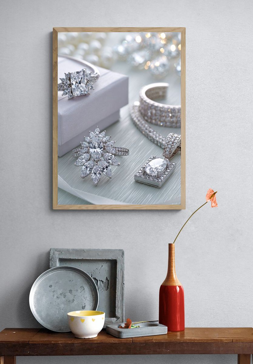 Diamond Jewelry Still Life Poster. — room view 3