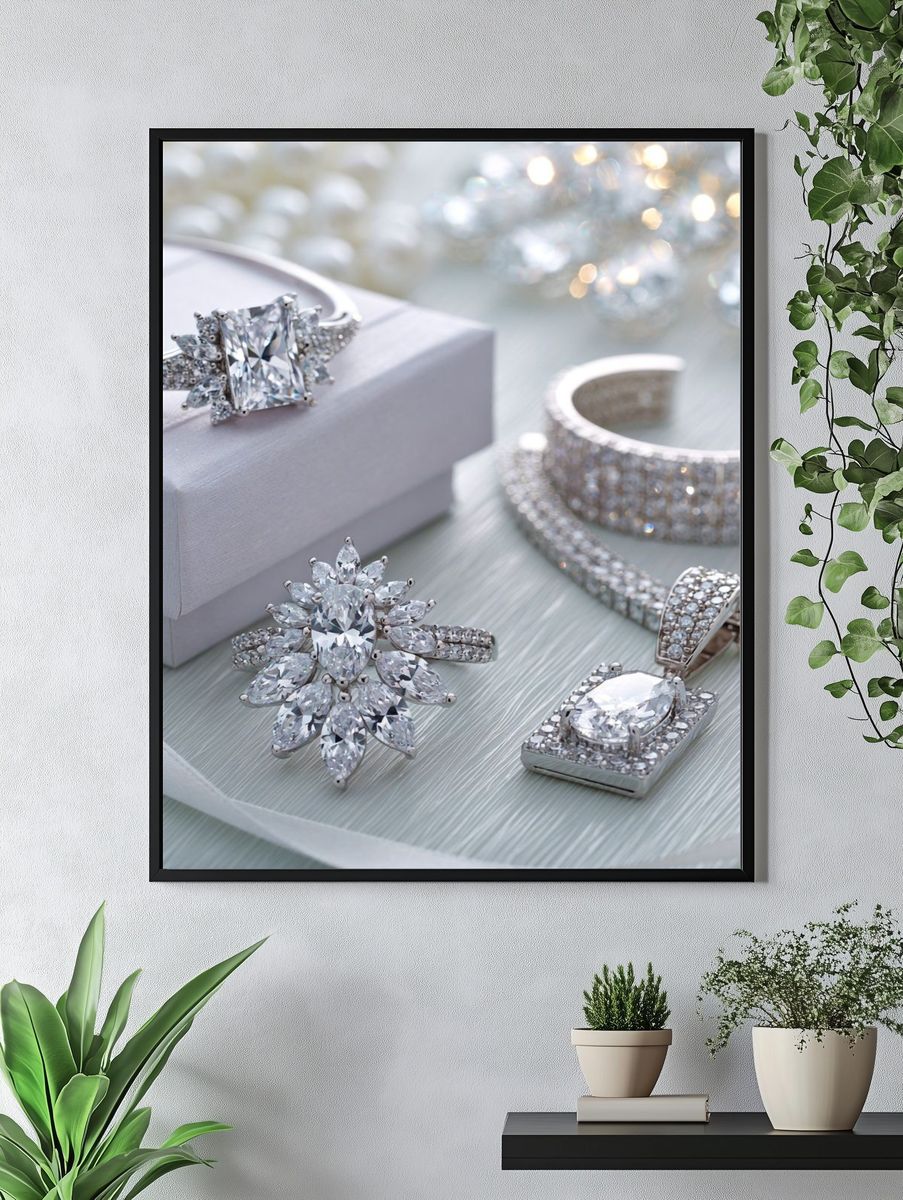 Diamond Jewelry Still Life Poster. — room view 4