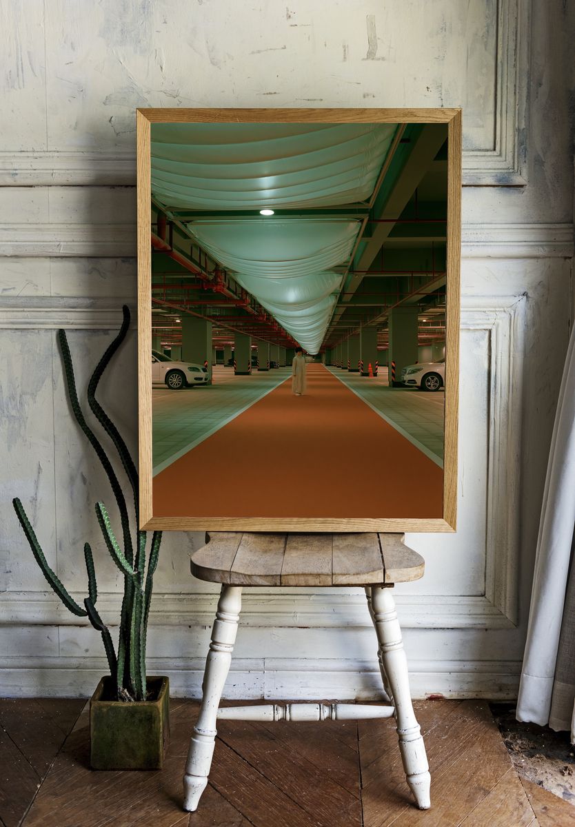 Underground Parking Corridor Photography Poster. — room view 1