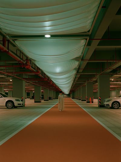 Underground Parking Corridor Photography Poster. poster