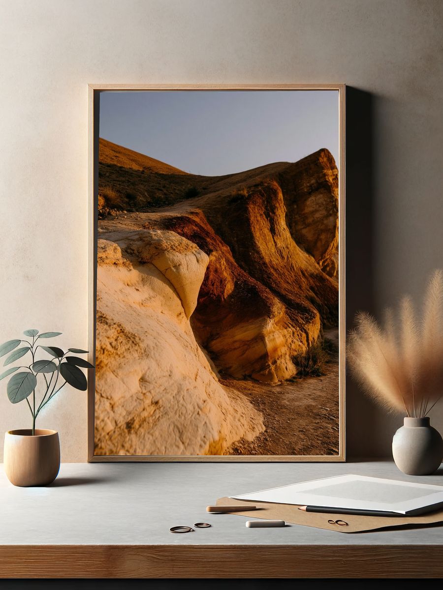 Golden Canyon Cliffs Photography Poster. — room view 2