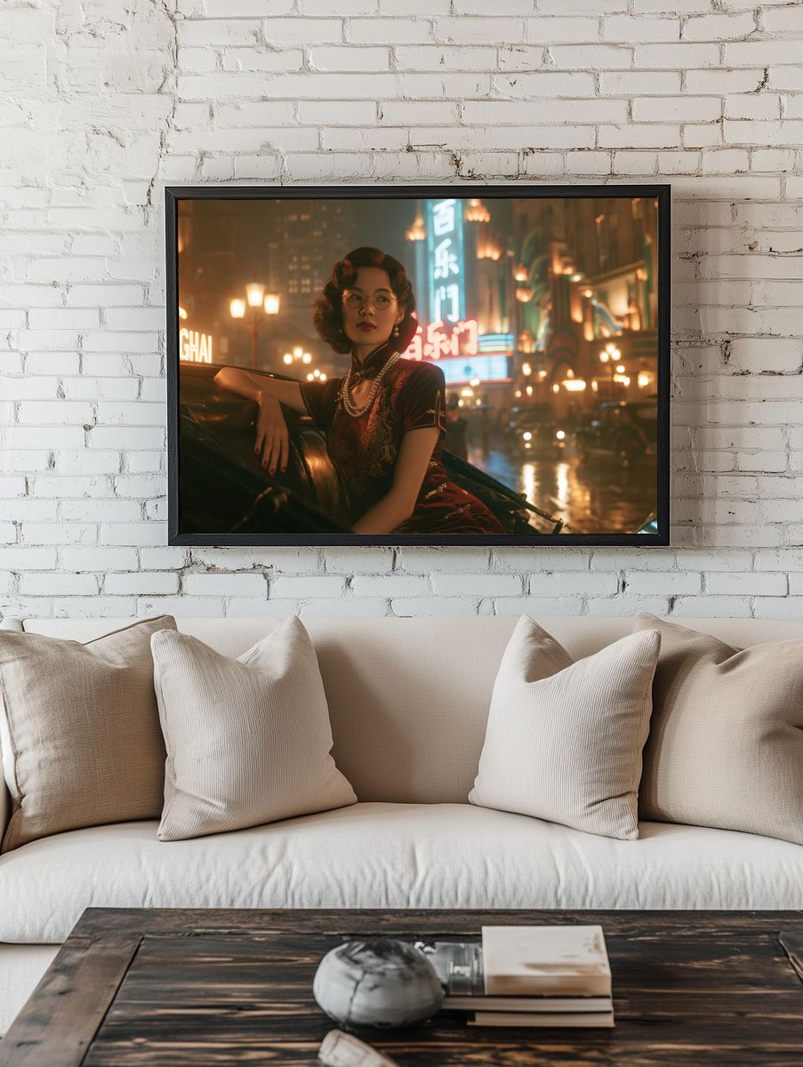 Shanghai Night Portrait Poster. room preview