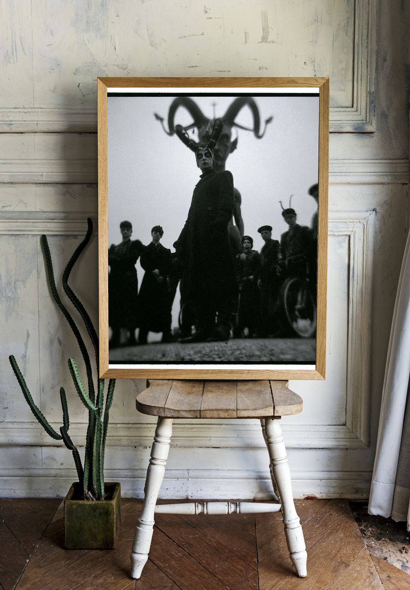 Surreal Masked Figures Photography Poster. room preview