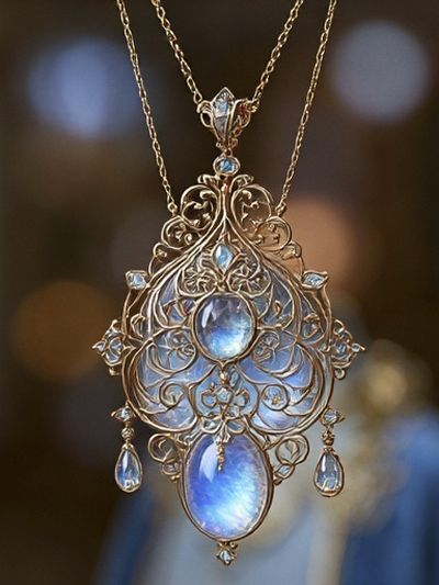 Ornate Blue Gem Pendant Photography Poster.