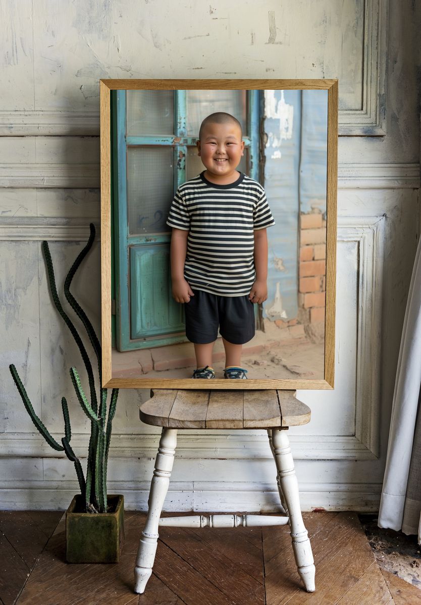 Smiling Boy Portrait Photography Poster. — room view 1