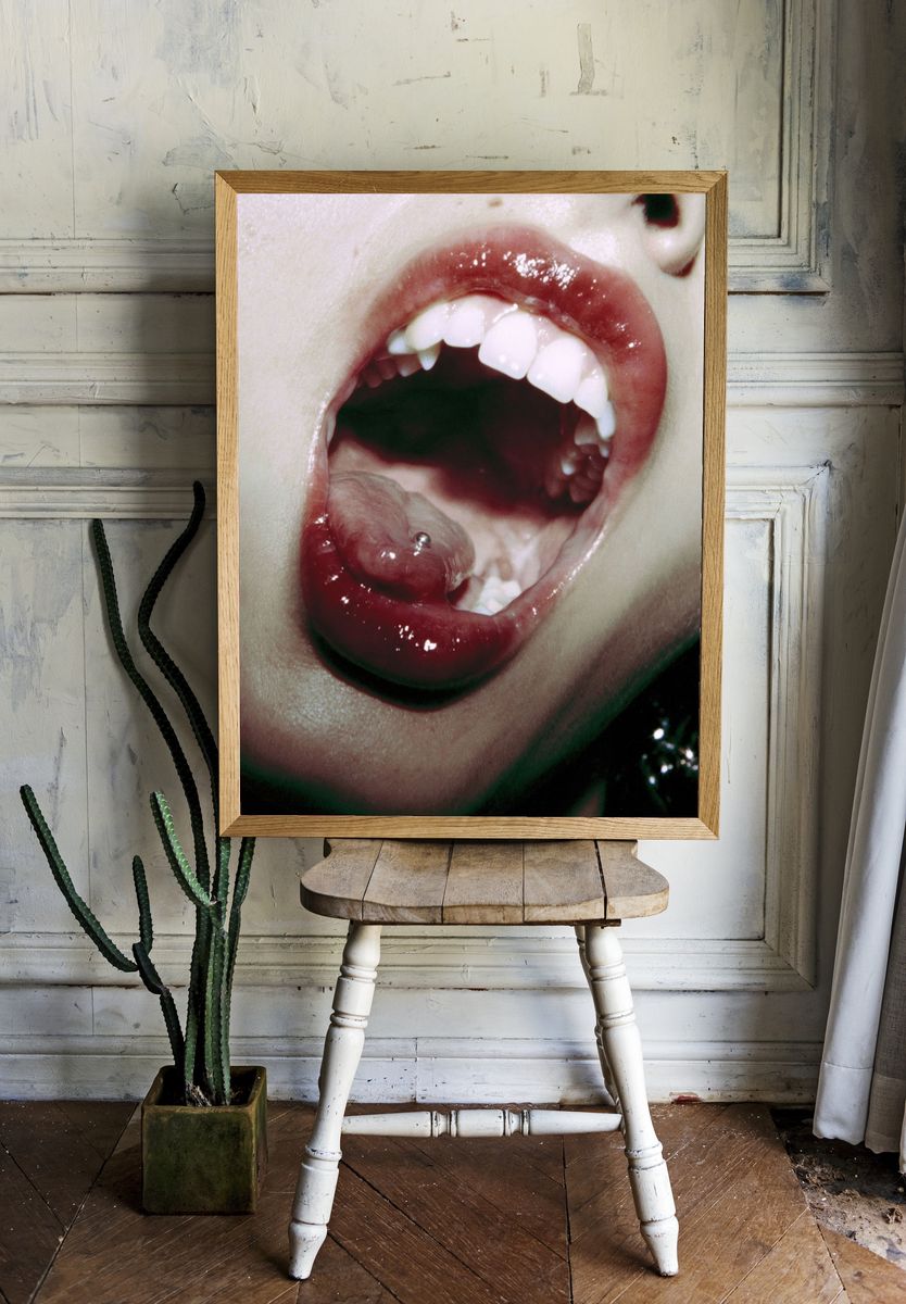 Surreal Mouth Close-Up Photography Poster. room preview