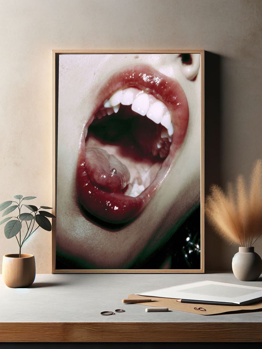Surreal Mouth Close-Up Photography Poster. — room view 2