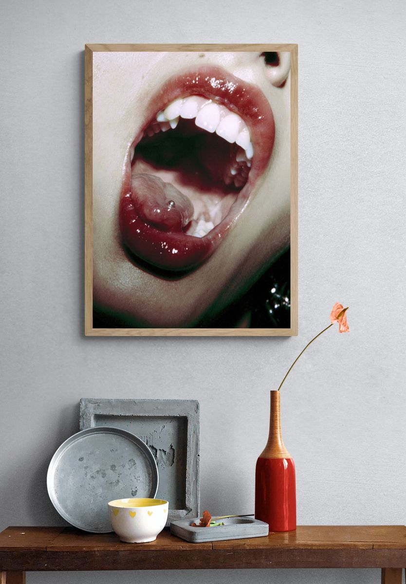 Surreal Mouth Close-Up Photography Poster. — room view 3
