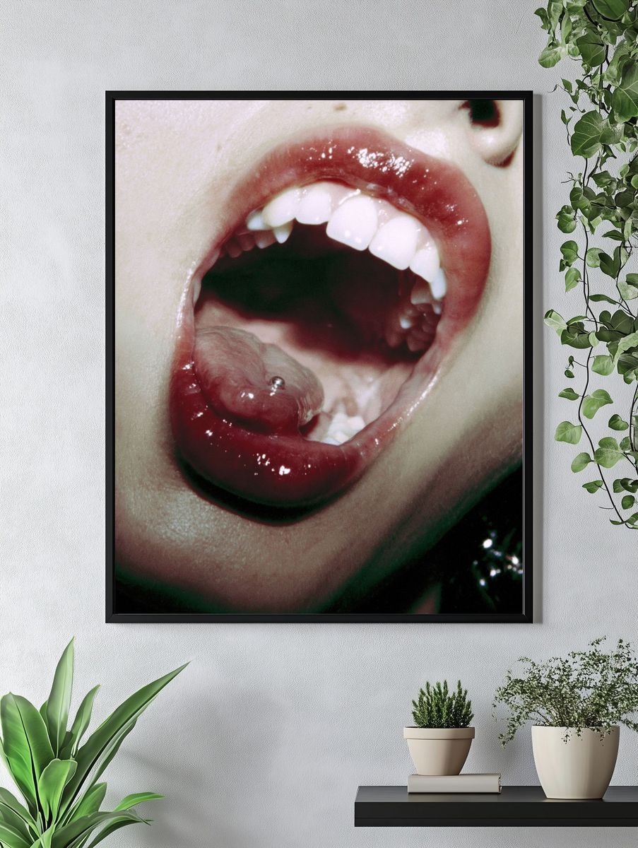 Surreal Mouth Close-Up Photography Poster. — room view 4