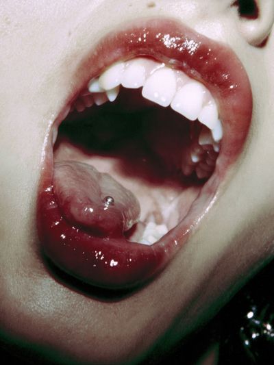 Surreal Mouth Close-Up Photography Poster. poster