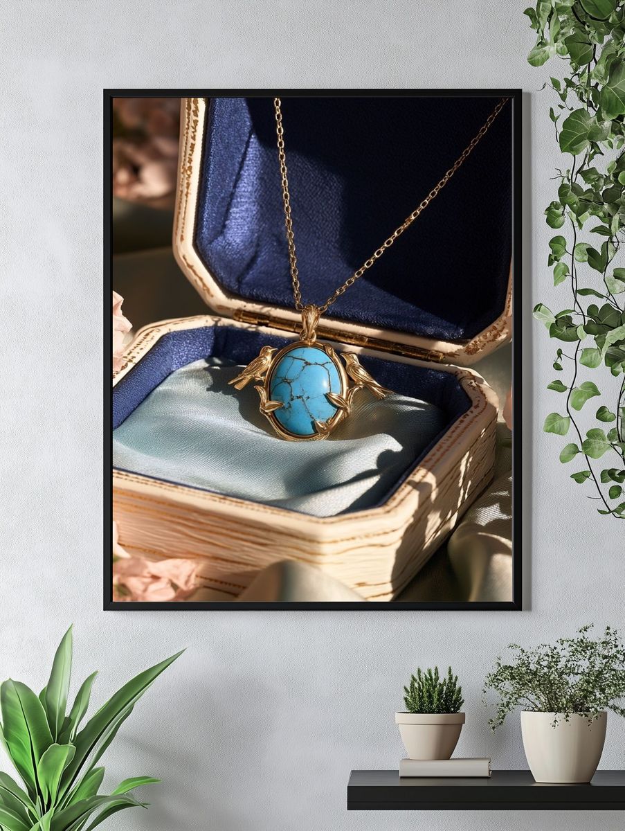 Turquoise Pendant Still Life Poster. — room view 4