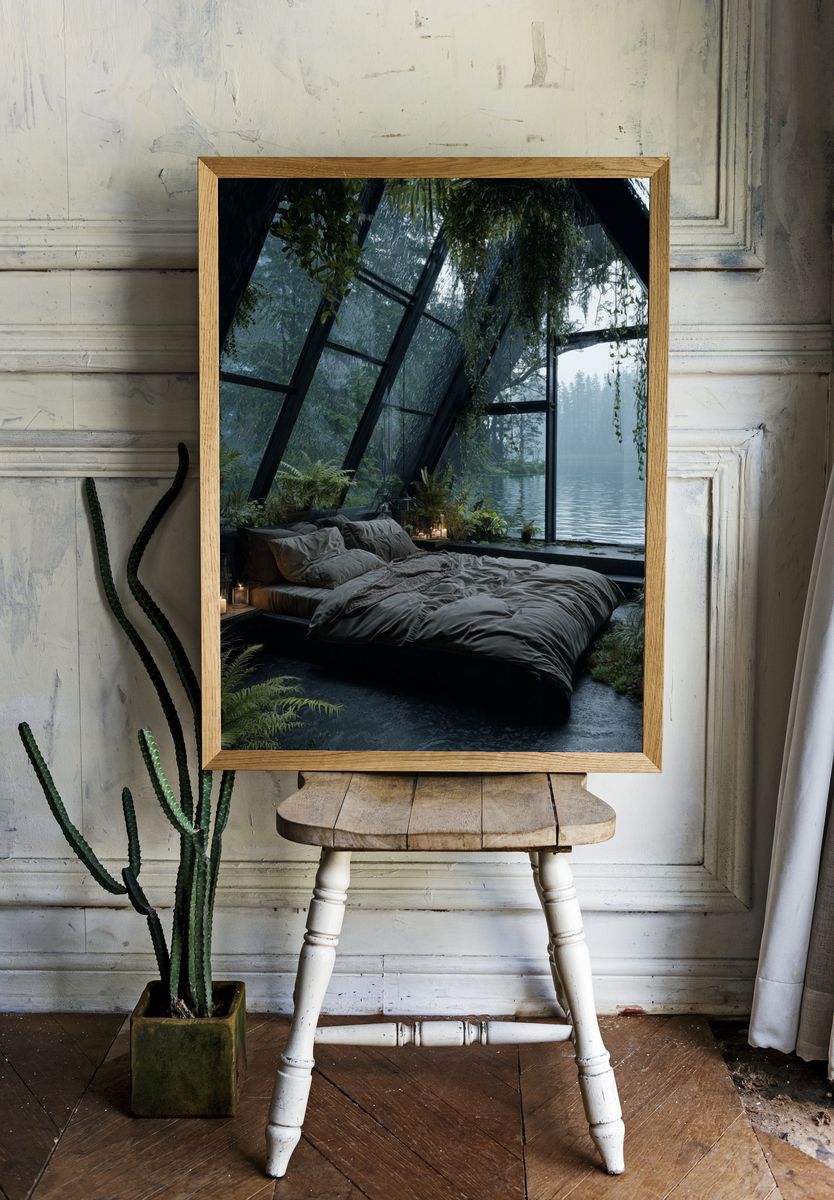 Forest Lake Cabin Interior Print. — room view 1