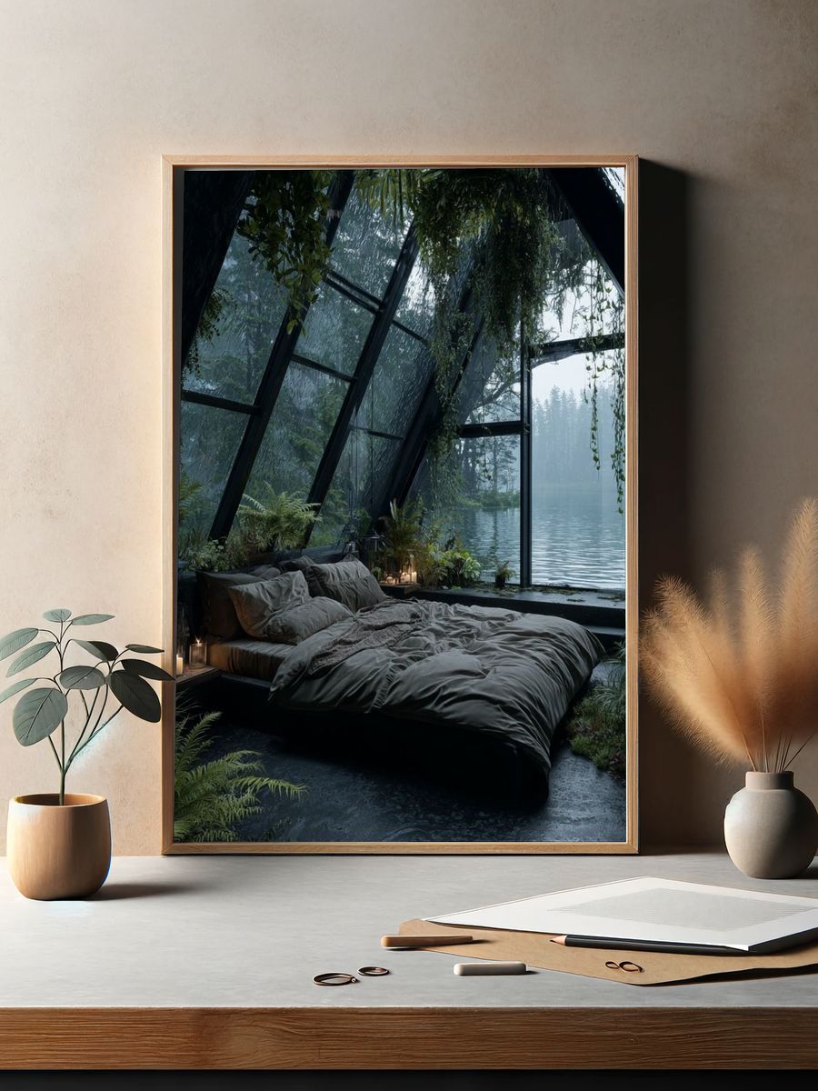 Forest Lake Cabin Interior Print. — room view 2