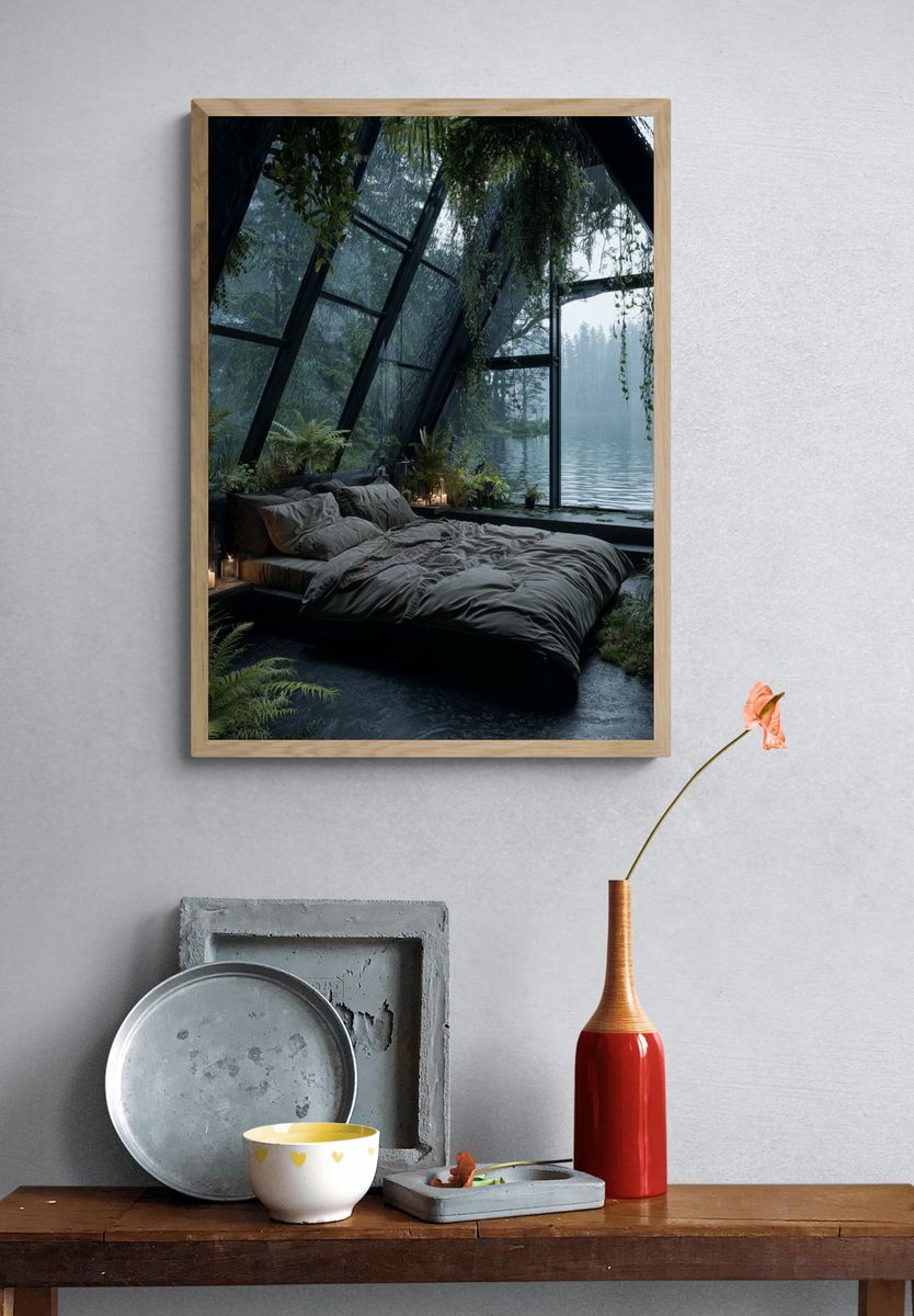 Forest Lake Cabin Interior Print. — room view 3