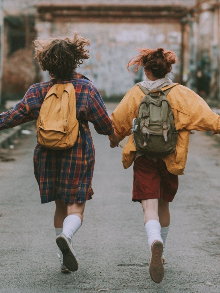 Children Running Together Photography Poster. poster detail
