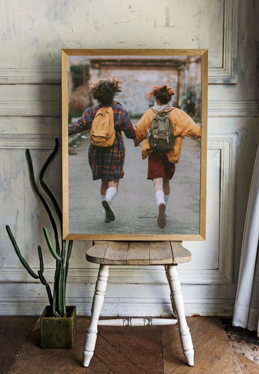 Children Running Together Photography Poster. room preview