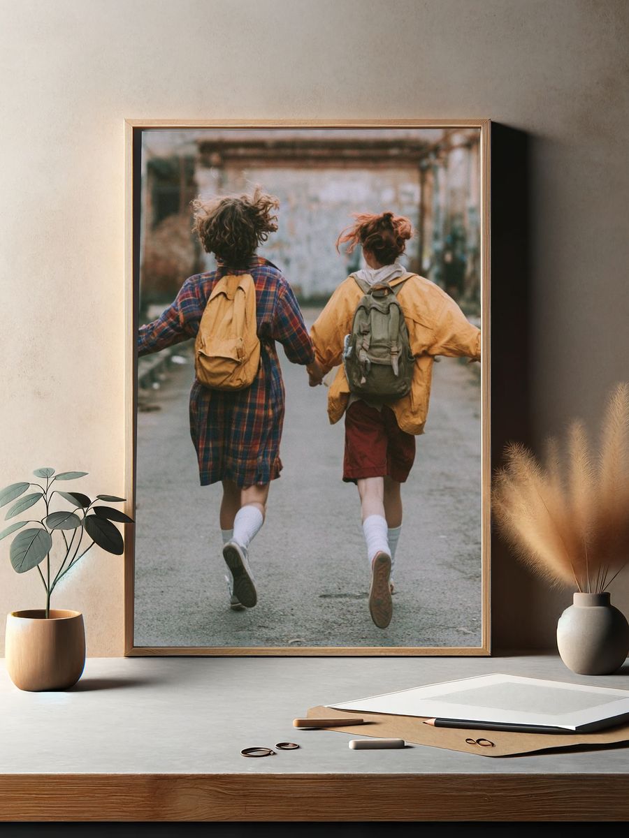 Children Running Together Photography Poster. — room view 2