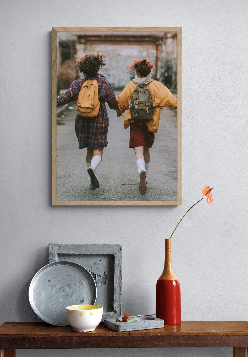 Children Running Together Photography Poster. — room view 3