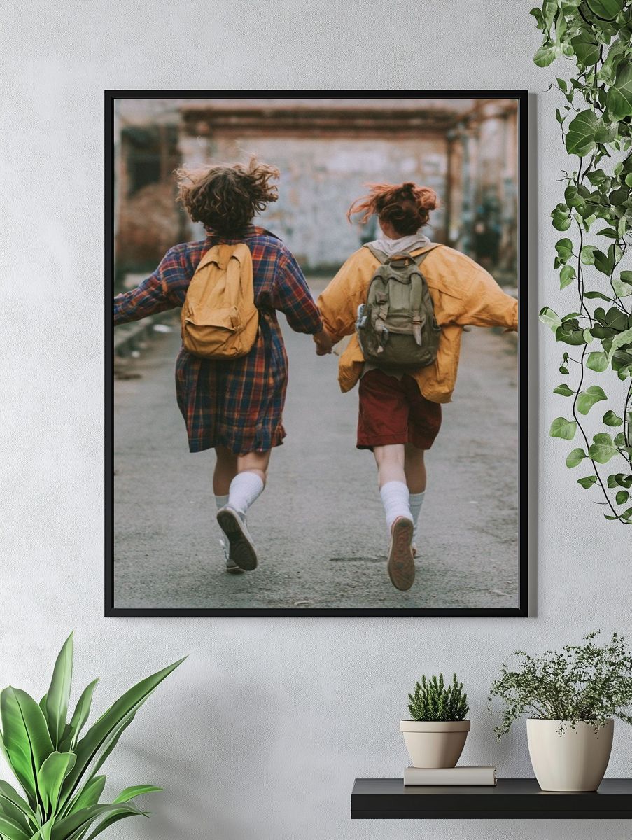 Children Running Together Photography Poster. — room view 4
