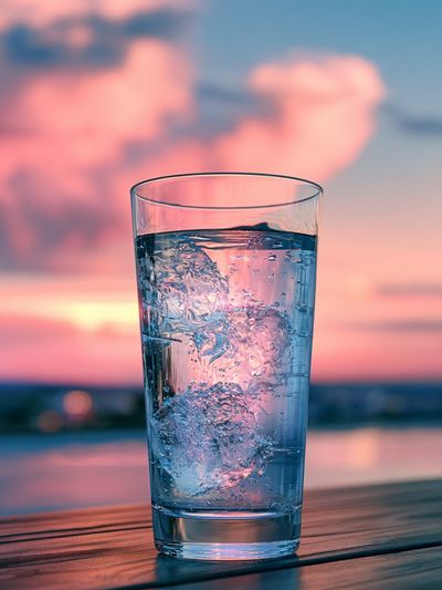 Sunset Water Glass Photography Print.