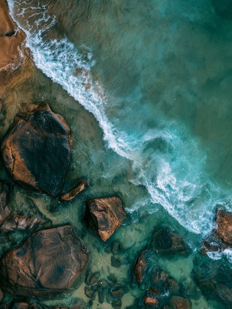 Coastal Rocks Aerial Photography Poster. poster detail