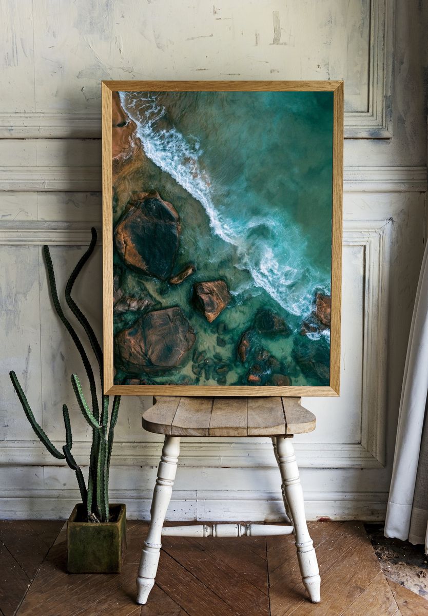 Coastal Rocks Aerial Photography Poster. room preview