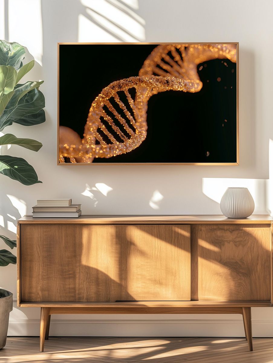 Golden DNA Helix Photography Poster. — room view 3