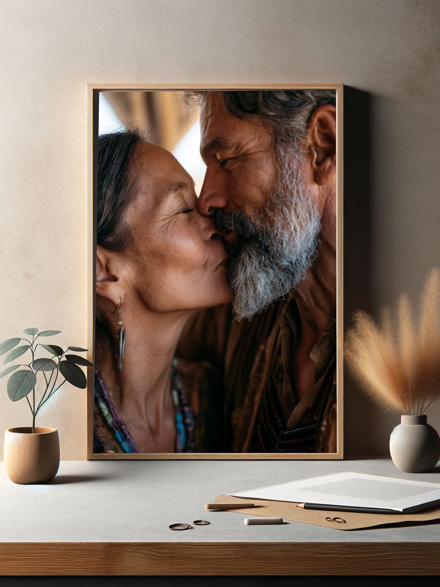 Intimate Kiss Portrait Poster. — room view 2