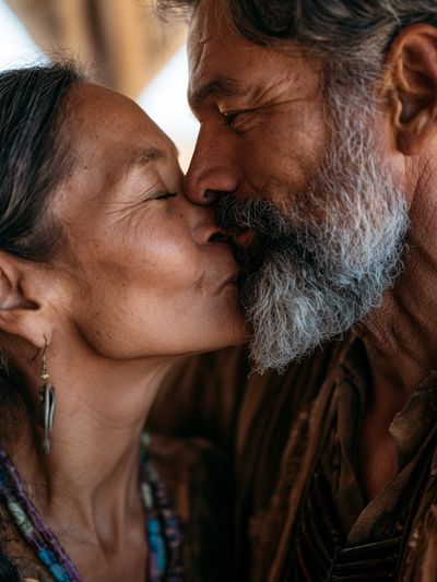 Intimate Kiss Portrait Poster. poster