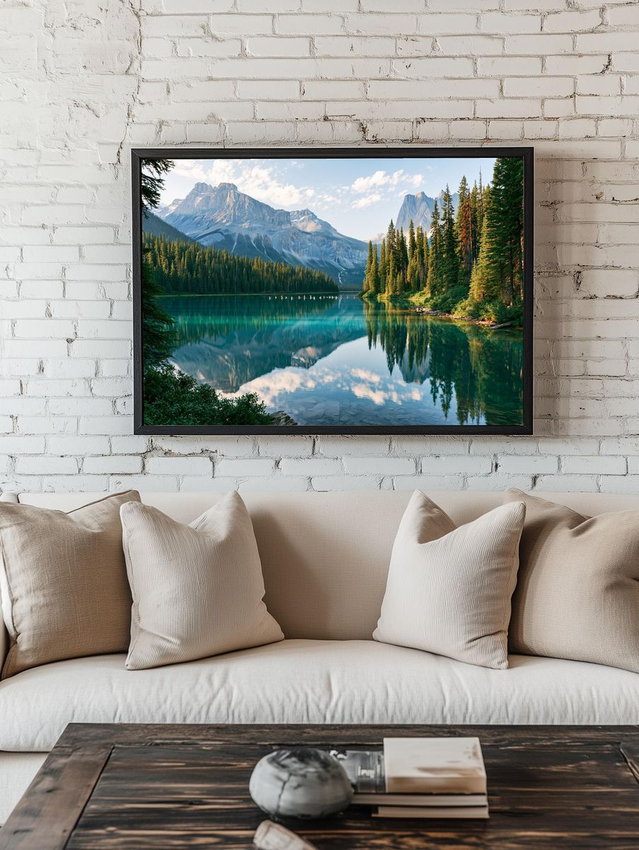 Mountain Lake Reflection Photography Poster. room preview