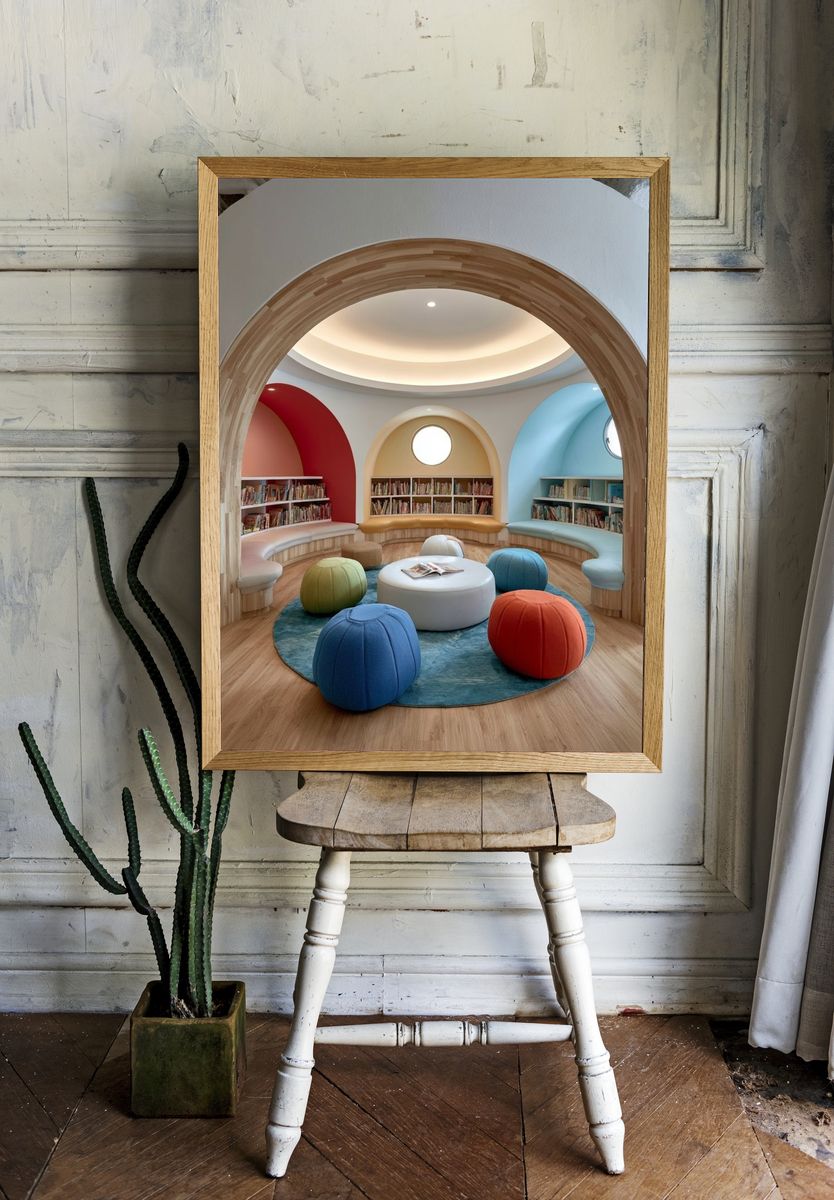 Colorful Kids Reading Nook Photography Poster. room preview