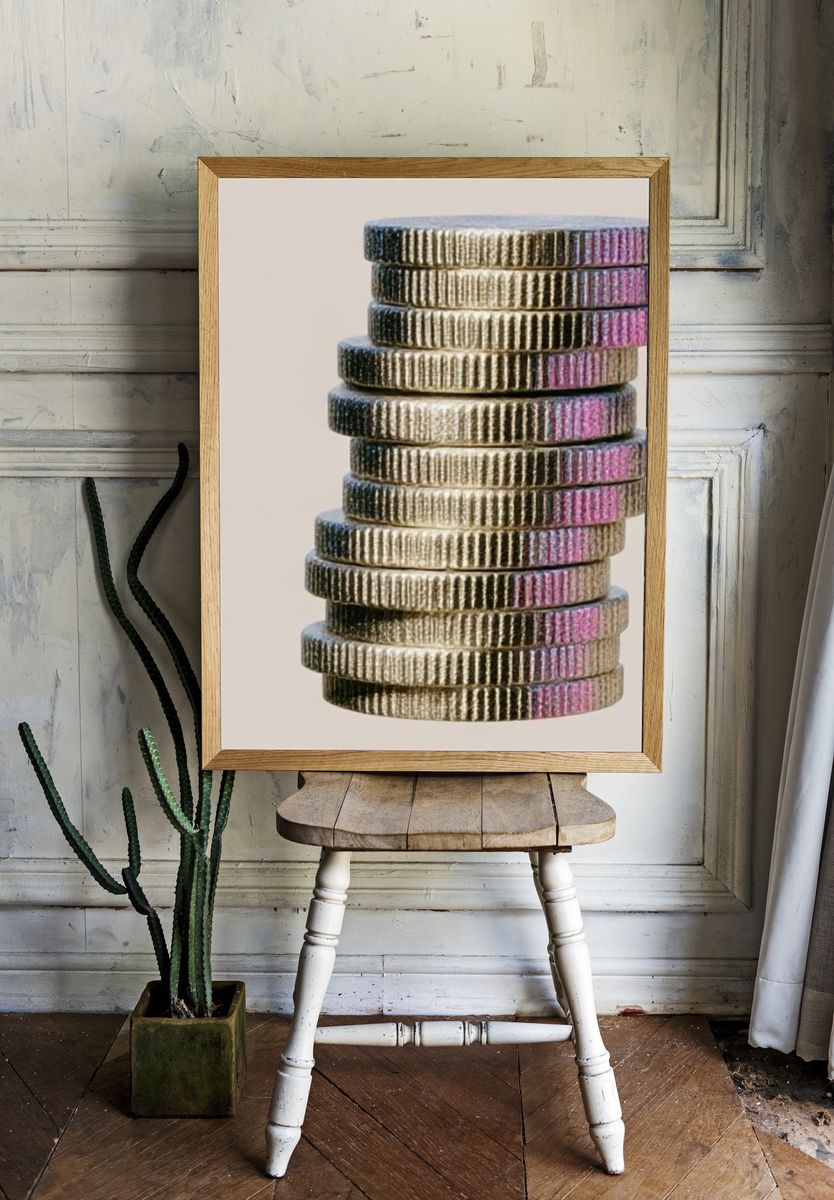 Stacked Coins Photography Poster. — room view 1
