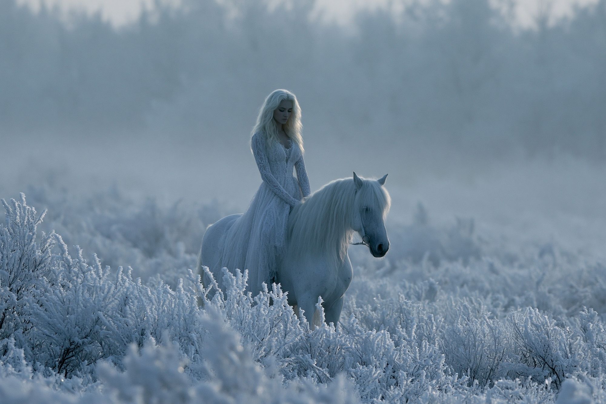 Winter White Horse Portrait Poster. poster — photography art