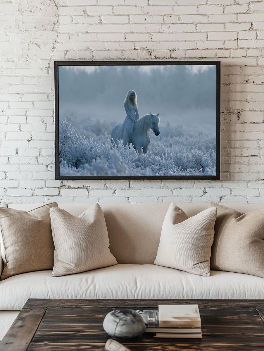 Winter White Horse Portrait Poster. room preview