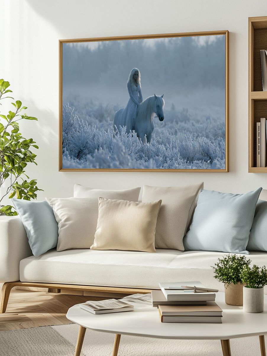 Winter White Horse Portrait Poster. — room view 2