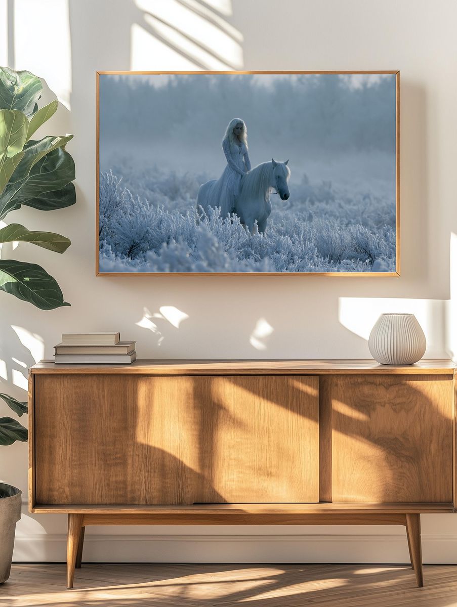 Winter White Horse Portrait Poster. — room view 3