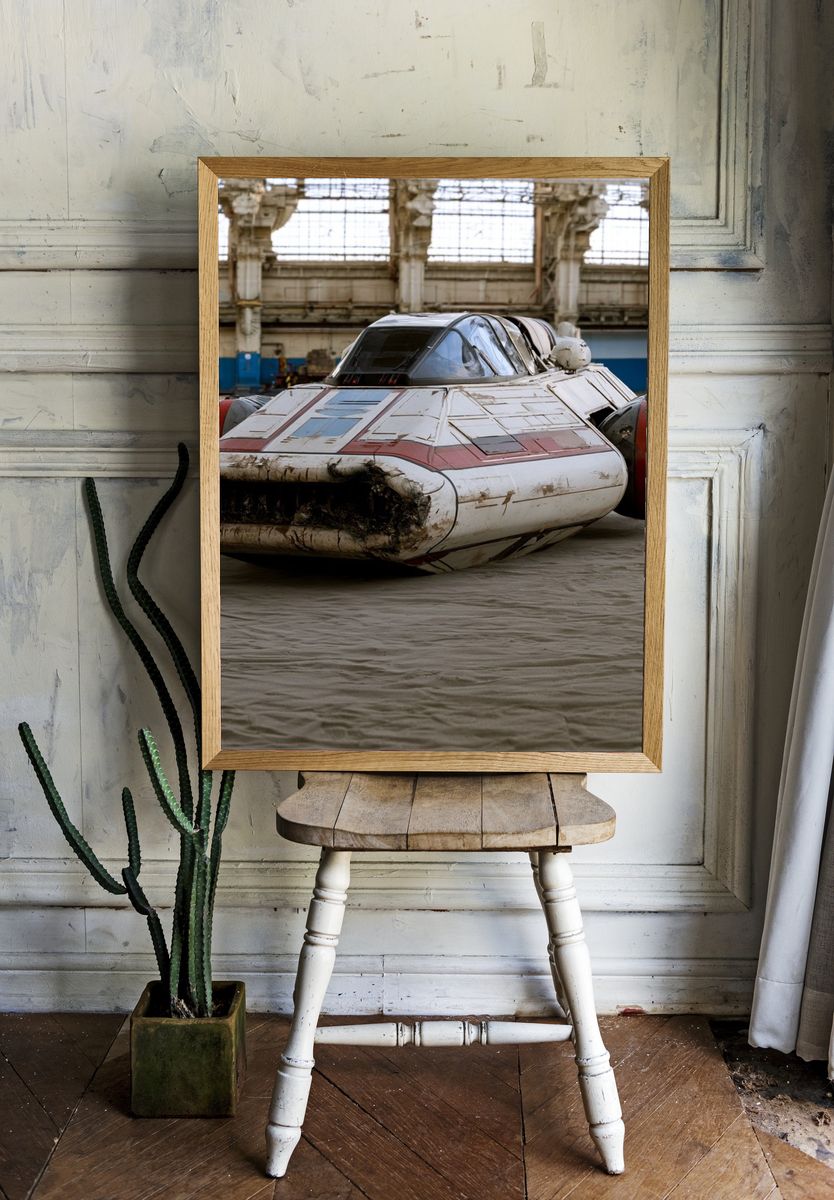 Retro Sci-Fi Hovercraft Photography Poster. — room view 1