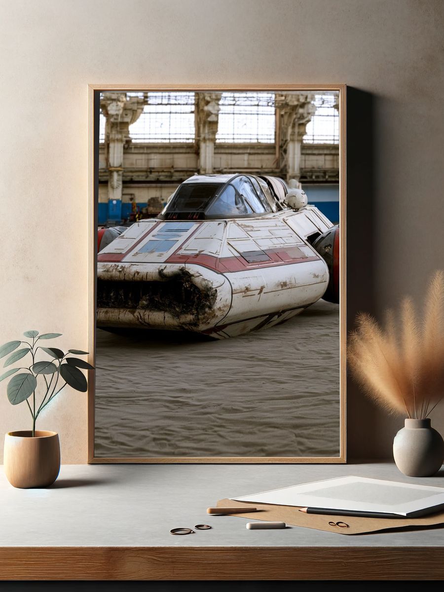 Retro Sci-Fi Hovercraft Photography Poster. — room view 2