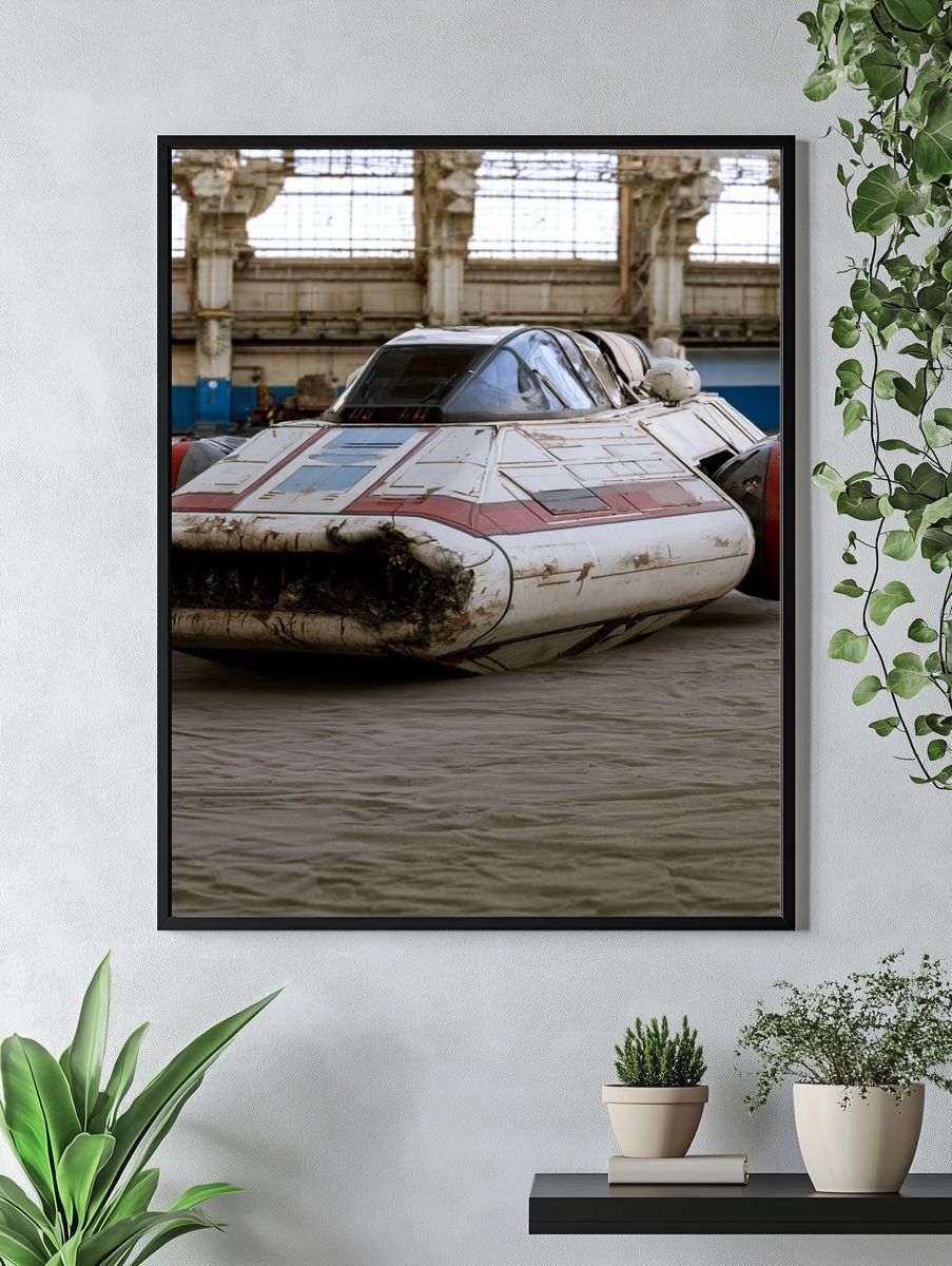Retro Sci-Fi Hovercraft Photography Poster. — room view 4