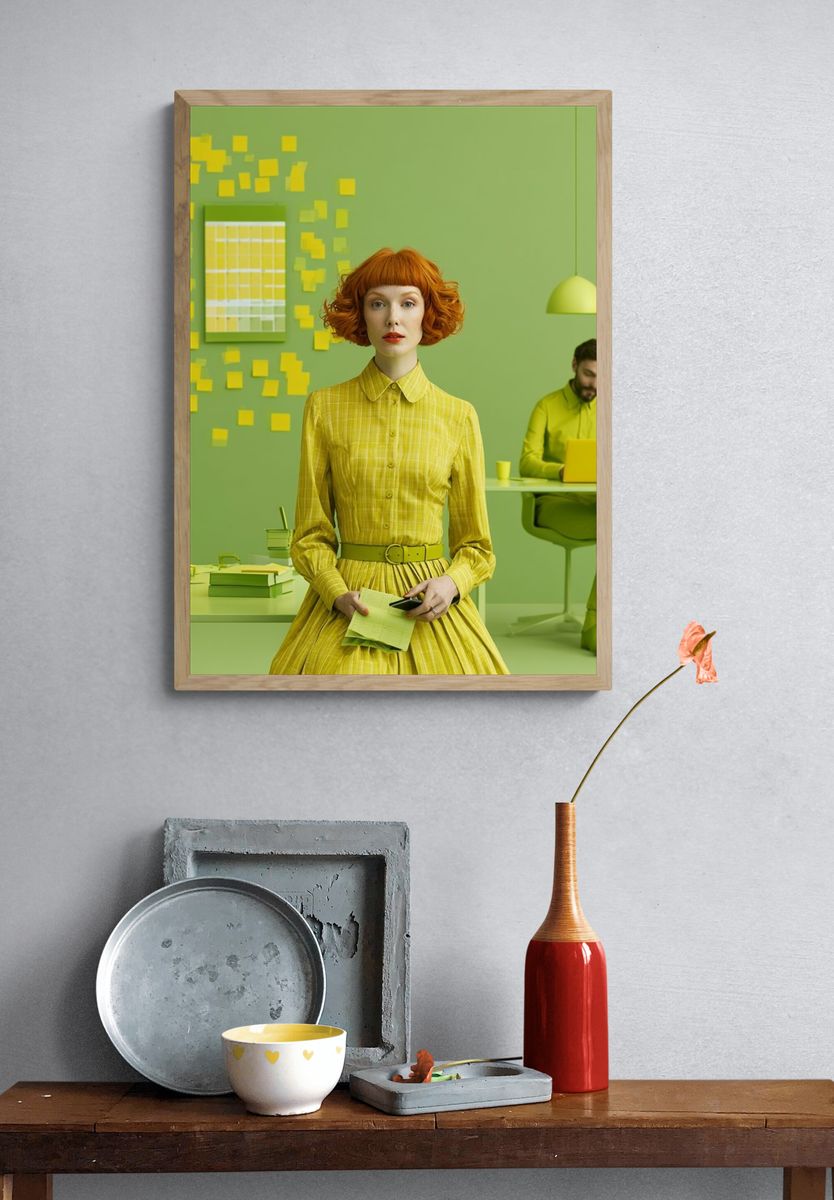 Lime Office Portrait Poster. — room view 3