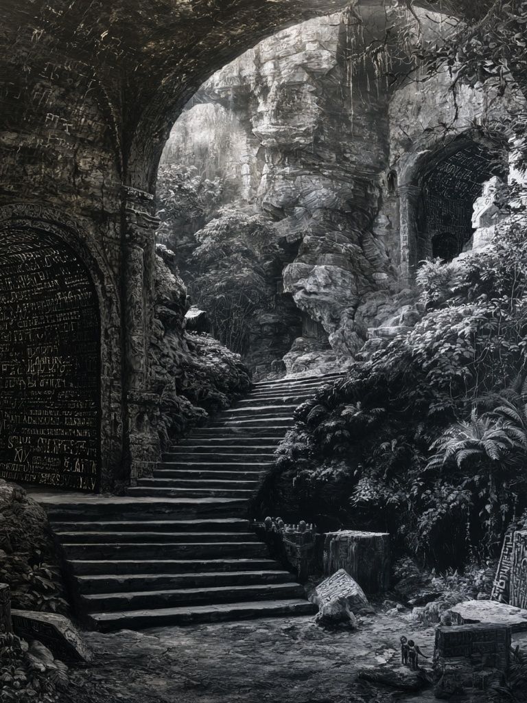 Ancient Jungle Ruins Photography Poster. poster detail