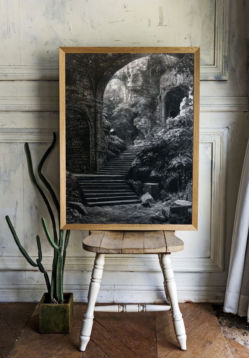 Ancient Jungle Ruins Photography Poster. — room view 1