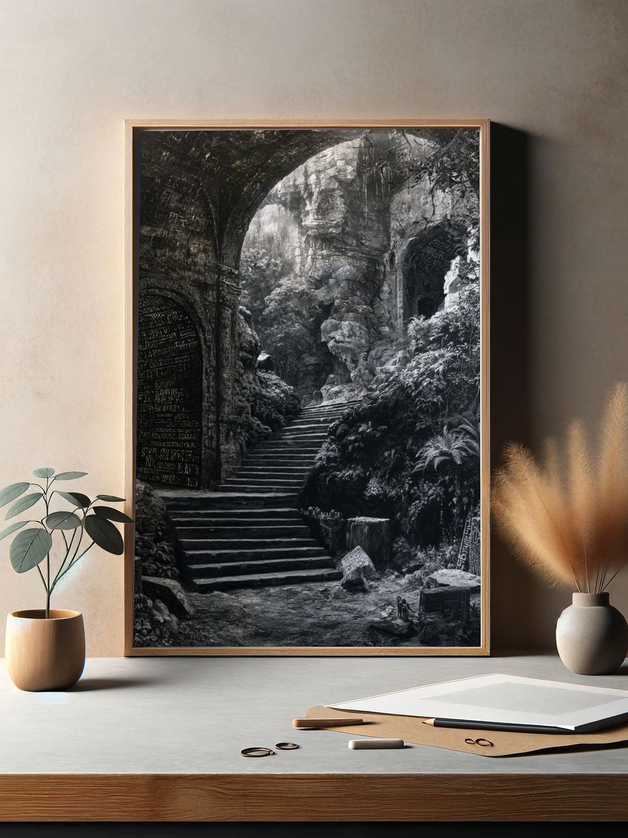 Ancient Jungle Ruins Photography Poster. — room view 2