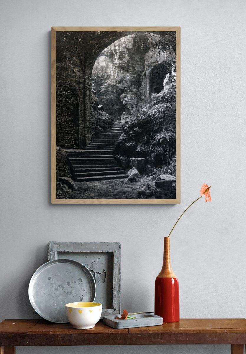 Ancient Jungle Ruins Photography Poster. — room view 3
